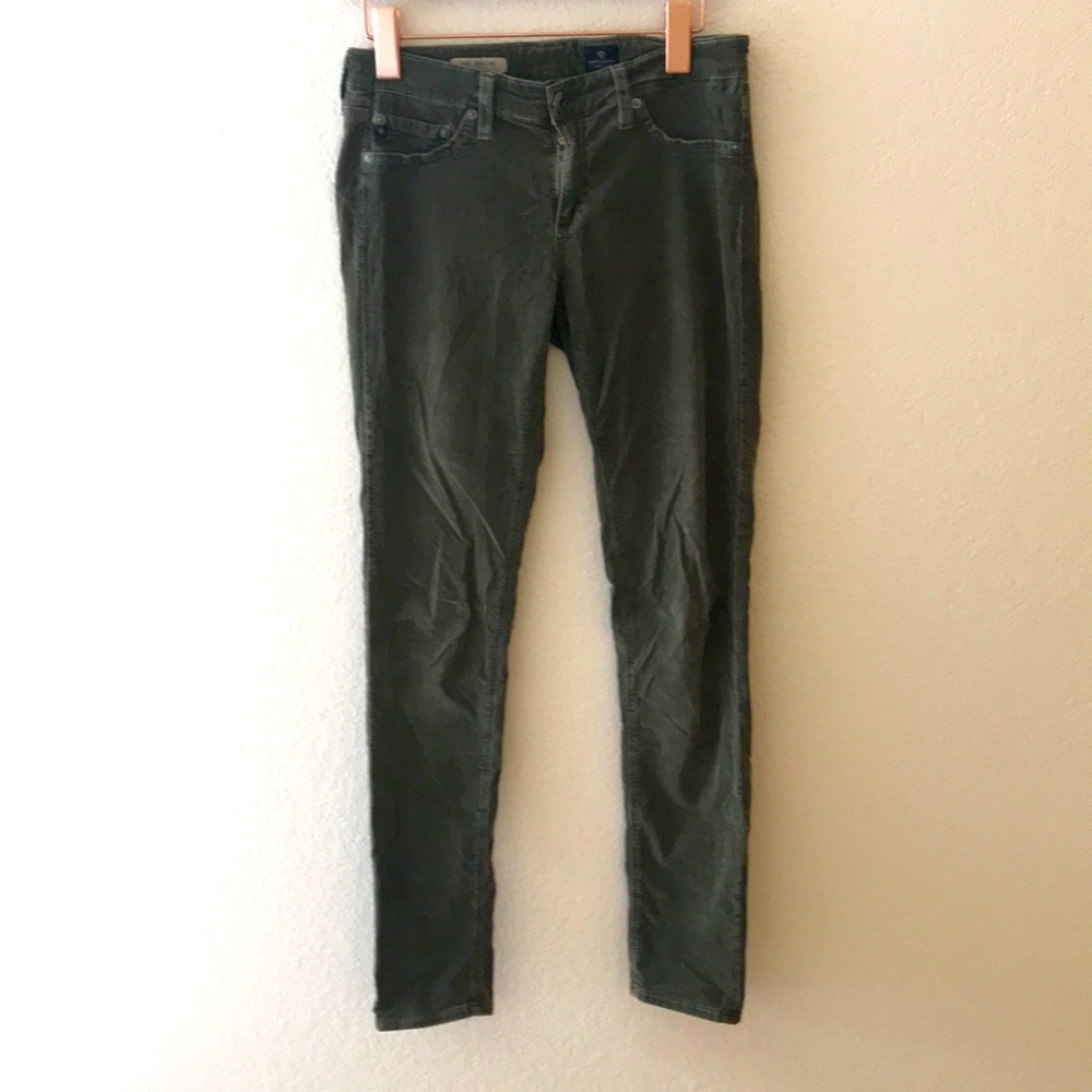 AG Jeans Jegging super skinny army green colored cords sz 27